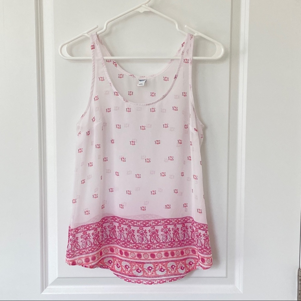 Old navy sheer pink dressy tank top, size XS